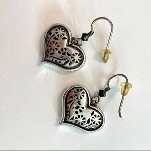 Brighton sterling silver filagree heart earrings